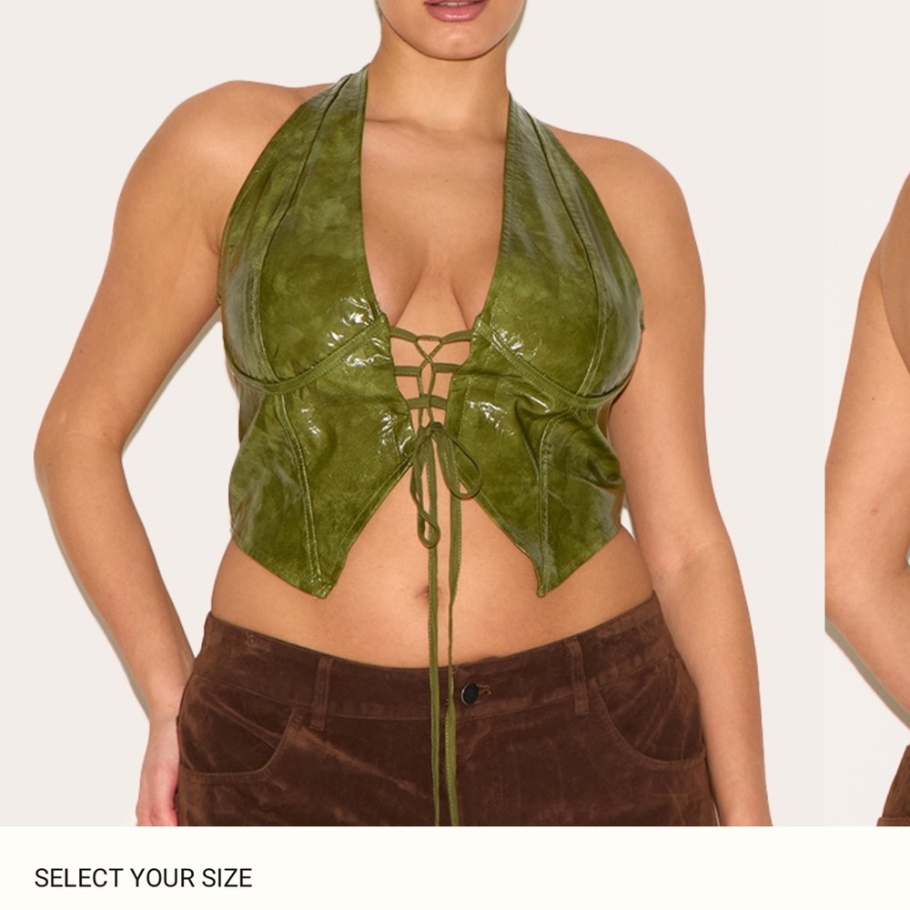 PrettyLittleThing Green Halter Top